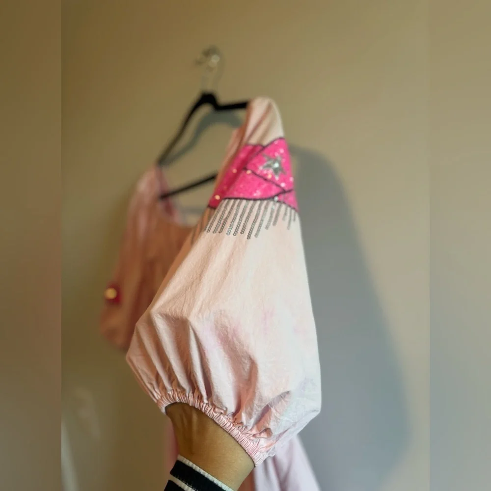 Fantastic Fawn Pink Cowboy Patch Dress Women’s Size Large - Picture 7 of 9